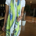 Beaded Printed Scarf Scarves For Women Winter Warm Cotton Panties 180*100CM - Green