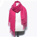 Classic Fringed Beaded Scarf Scarves For Women Winter Warm Cotton Panties 183*66CM - Rose