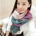 Colorful Fringe Scarves Wrap Women Winter Warm Cashmere Panties 190*70CM - Pink Green