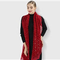 Discount Floral Lace Scarves Wrap Women Winter Warm Polyester 210*35CM - Red