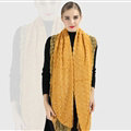 Discount Floral Lace Scarves Wrap Women Winter Warm Polyester 210*35CM - Yellow