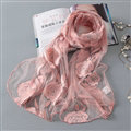 Embroidered Floral Scarves Wrap Women Winter Warm Polyester 195*65CM - Pink
