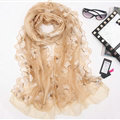 Good Floral Lace Women Scarf Shawls Winter Warm Polyester Scarves 195*56CM - Beige