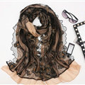 Good Floral Lace Women Scarf Shawls Winter Warm Polyester Scarves 195*56CM - Black