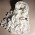 Popular Lace Scarf Shawls Women Winter Warm Wool Panties 180*90CM - White