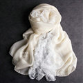 Pretty Skull Lace Scarf Shawls Women Winter Warm Silk Panties 195*90CM - Beige