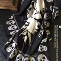 Quality Skull Scarves Wrap Women Winter Warm Cashmere 140*140CM - Black