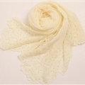 Ruffle Embroidered Beaded Scarves Wrap Women Winter Warm Silk Panties 160*50CM - Yellow