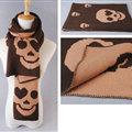 Unique Skull Scarf Shawls Women Winter Warm Wool Panties 200*30CM - Brown