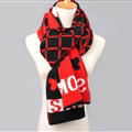 Vintage Plaid Skull Scarves Wrap Women Winter Warm Polyester 200*33CM - Red