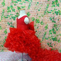 Cute Skirts Winter Flower Girls Ruffled Floor Length Wedding Party Dress - Red