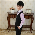 Cute Winter Flower Boys Suit Clothes Wedding Party Dress - Black Pink
