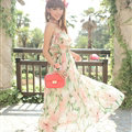 Elegant Dresses Summer Girls Oblique Beach Long Chiffon Bohemian - Pink
