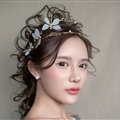 Baroque Bride Headdress Pearl Dragonfly Retro Alloy Hairbands Wedding Accessories - Gold
