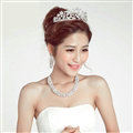 Calssic Rhinestone Bride Jewelry Sets Statement Necklace Earrings Women Dinner Accessories - White