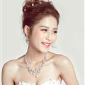Calssic Rhinestone Pearl Flower Bridal Necklace Earrings Women Wedding Jewelry Sets - Silver