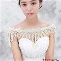 Cheapest Pearls Beads Bridal Necklace Shoulder Chain Wedding Lace Cape Accessories