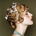 European Bride Retro Baroque Hand Alloy Butterfly Tassel Hair bands Women Wedding Accessories - Gold