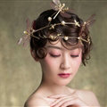 European style Retro Bride Alloy Dragonfly Bees Pearls Hair bands Women Hair Hoop - Gold