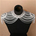 Fashion Lace Crystal Beads Bridal Necklace Wedding Jewelry Shoulder Chain Tassel Accessories
