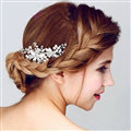 Hot sales Pearls Crystal Alloy Flower Bride Hair Combs Women Wedding Hair Accessories - Sliver