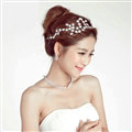 Luxury Alloy Rhinestone Stars Flower Bridal Headbands Necklace Earrings Women Wedding Jewelry Sets - Silver