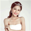 Unique Alloy Rhinestone Flower Bridal Jewelry Tiaras Earring Princess Style Pageant Sets 2pcs - White