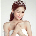 Unique Shape Alloy Rhinestone Bridal Jewelry Crown Earring Ladies Pageant Sets 2pcs - White