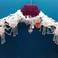 Vintage Bridal Lace Flower Crystal Beads Tassel Queen Wedding Shoulder Chain Accessories - White