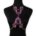 Alloy Rhinestone Flower Pendant Bib Necklace Bikini Beach Dress Decro Body Chain Jewelry - Purple
