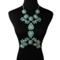 Alloy Rhinestone Flower Pendant Gem Necklace Bikini Beach Dress Decro Body Chain Jewelry - Blue
