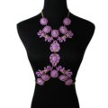 Alloy Rhinestone Flower Pendant Gem Necklace Bikini Beach Dress Decro Body Chain Jewelry - Purple