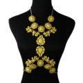 Alloy Rhinestone Flower Pendant Gem Necklace Bikini Beach Dress Decro Body Chain Jewelry - Yellow