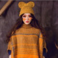 Cute Girls Bear Ears Flanging Knitted Wool Hats Winter Warm Thicken Beanies Caps - Yellow