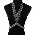 Exaggerate Rhinestone Long Pendant Necklace Bikini Dinner Party Body Chains Jewelry - White