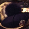 Fashion Flower Diamond Knitted Wool Hats Winter Warm Fox Fur Pom Poms Beanies Caps - Black