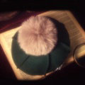 Fashion Flower Diamond Knitted Wool Hats Winter Warm Fox Fur Pom Poms Beanies Caps - Green