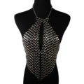 Fashion Heavy Metal Choker Pendant Maxi Necklace Sexy Bar Bikini Body Chains Accessories - Sliver