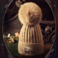Fashion Women Diamond Elephant Knitted Wool Hats Winter Fox Fur Pom Poms Caps - Camel