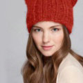 Lovely Girls Devil Horns Cat Ears Knitted Wool Hats Winter Warm Beanies Caps - Red
