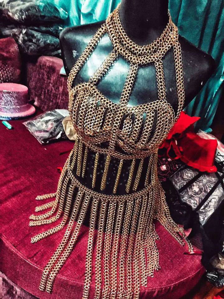 Buy Wholesale Luxury Metal Full Body Chain Nightclub Showgirl Sexy Halter  Bra Lingerie Tassel Necklace Jewelry - Gold from Chinese Wholesaler 