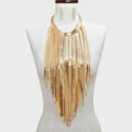 New Designer Long Tassel Choker Necklace Showgirl Punk Dress Decor Jewelry - Gold