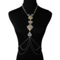 Pretty Diamond Flower Pendant Necklace Bikini Beach Dress Decro Body Chain Jewelry - Colorful