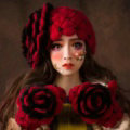 Princess Sweet Girls Knitted Wool Hats Winter Warm Flower Pearl Caps - Red Black