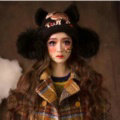 Retro Embroidered Little Dear Knitted Wool Beanies Caps Winter Warm Cat Ears Fur Ball Hats - Coffee