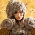 Retro Knitted Wool Hats Women Winter Warm Sweet Rabbit Fur Flower Pearl Beret Caps - Gray