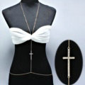 Sexy Bikini Beach Diamond Cross Belly Waist Body Chains Dress Decro Necklace Jewelry - Gold