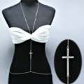 Sexy Bikini Beach Diamond Cross Belly Waist Body Chains Dress Decro Necklace Jewelry - Sliver