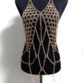 Sexy Halter Bra Body Chain Harness Burlesque Lingerie Bikini Belly Waist For Women Necklace - Gold