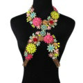 Unique Crystal Flower Pendant Necklace Bikini Beach Dress Decro Body Chain Jewelry - Colour